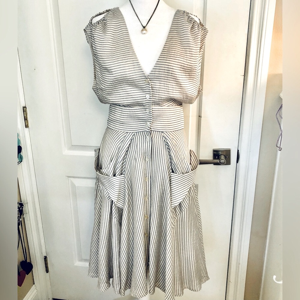CALVIN KLEIN vintage dress. Beautiful blue and white stripes. Fully lined